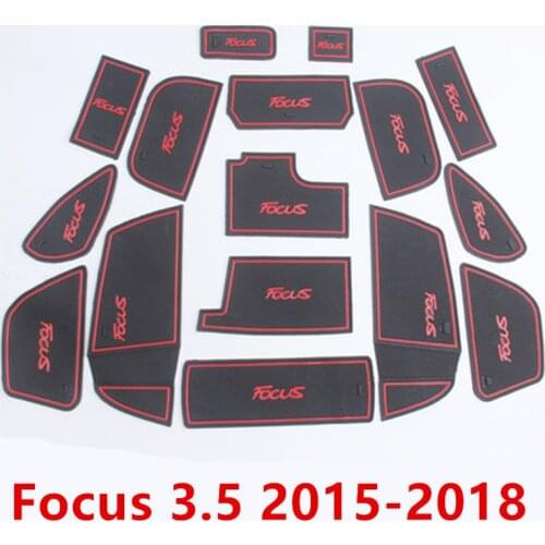 Anti-Slip Gate Slot Mat Rubber Coaster for Ford Focus 3 3.5 MK3 2015-2018 facelift ST RS Accessories Car Stickers 16Pc