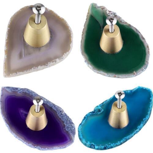 TUMBEELLUWA Custom Multicolor Agate Slice Drawer Pulls Knobs ,Cabinets Dresser Hardware Handles Screws Included Brass Home Decor