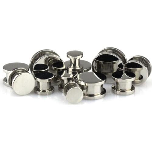1Pair Ear Tunnels Plugs Stainless Steel Mirror Surface Round Shaped Ear Expander Plugs Ear Piercing Ear Stretcher 6-16MM