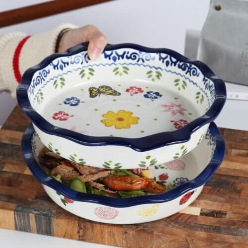 Personality Creative European Style Household 9-inch Pie Dish Pizza Cheese Baked Dish Ceramic Fruit Plate