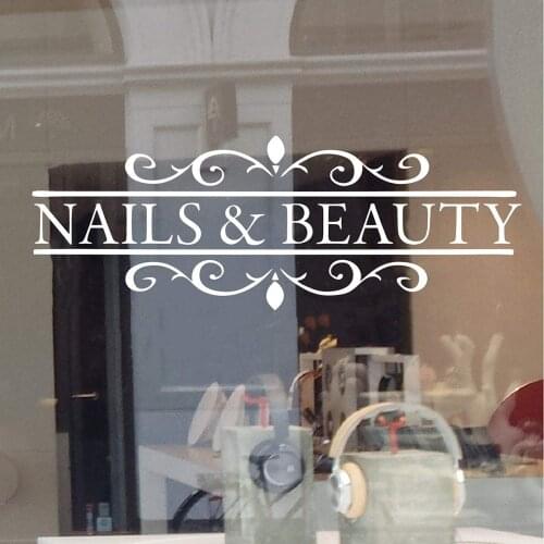 Nails & Beauty Hair Beauty Salon Wall Decal Polish Bar Window Wall Sticker Vinyl Art Removable Poster Mural Decorr