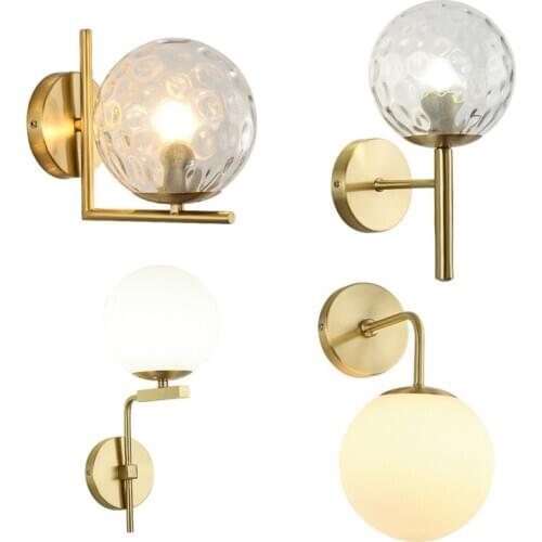 Vintage nordice glass wall sconces light gooseneck glass ball mirror light dining room living room aisle wall lamp