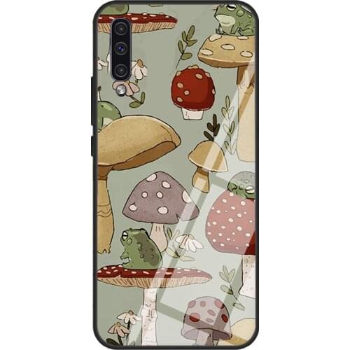 Cottagecore Frog Mushroom Vintage Case For Samsung A72 A71 A51 A31 A40 A50 A70 A20e A21S A12 A32 A52 Tempered Glass Cover
