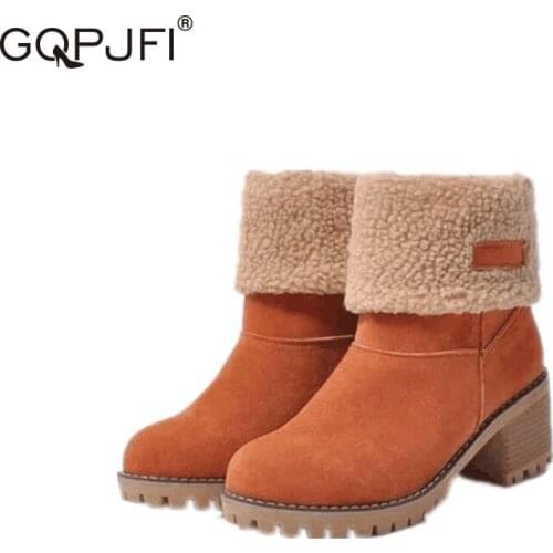 Women Boots Winter Fashion Non-slip Snow Boots European Style Thick Heel Casual Womens Boots Keep Warm Comfortable Womens Shoe