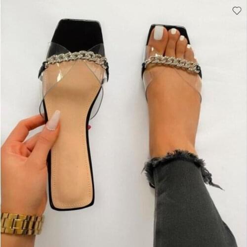 2021 spring/summer single-layer rhinestone transparent PVC flat non-slip women beach sandals outdoor all-match casual slippers