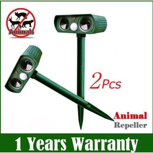 1/2pcs Outdoor Solar Ultrasonic Pest Animal Rodent Bird Cat Dog Repeller Repellent For Outdoor Lamp Yard Garden Pest Deterrent