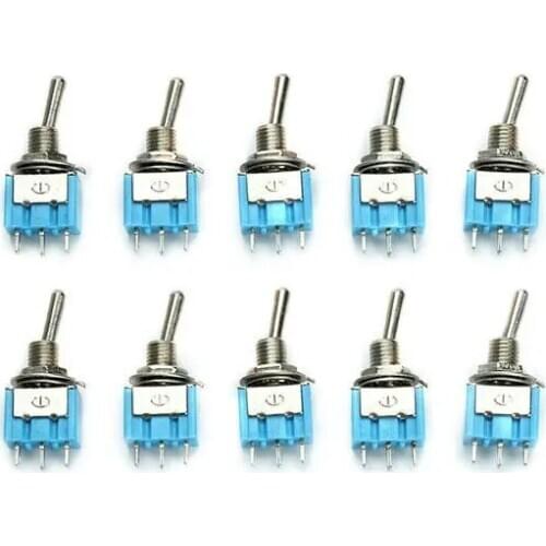 10pcs/Lot MTS-103 AC 125V 6A 3 Pins Toggle rocker Switch ON/OFF/ON SPDT