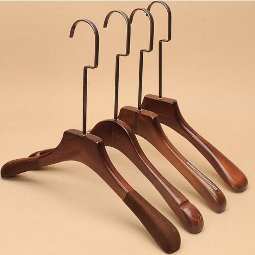 10 pcs/lot Solid Wood Clothes Hangers with Long Hook Antique Color Wooden Hanger for Coat of Men and Women Clothing Shop