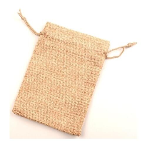 10Pcs Hemp Cotton Linen Drawstring Package Bags Jewelry Candy Christmas Wedding Decoration Gifts Packaging Bags & Pouch