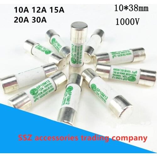 10PCS Photovoltaic DC 10*38MM fuse 10A 12A 15A 20A 30A 1000VDC fuse