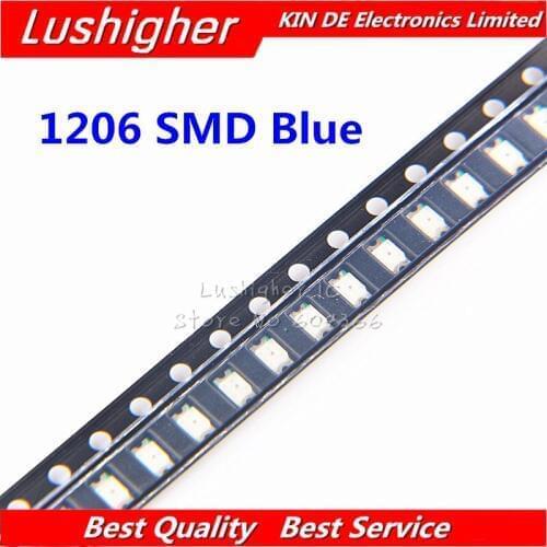 100pcs Blue 1206 SMD LED Blue Colour Diodes Light 3216