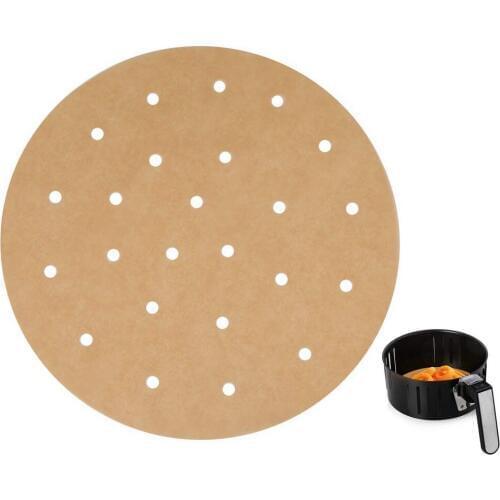100pcs Unbleached Air Fryer Liners,22.8cm Bamboo Steamer Liners,Silicone oil paper Rounds Perfect for 5.3 & 5.8 QT Air Fryers
