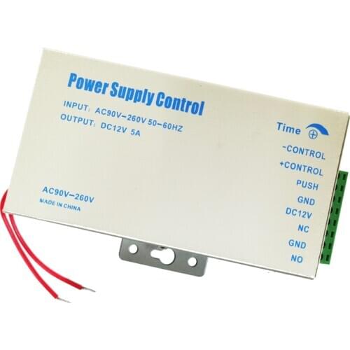 12VDC Access Control Power Supply Switch 5A Time Delay Adjustable AC110V-240V Input NO/NC Output for Electric Lock