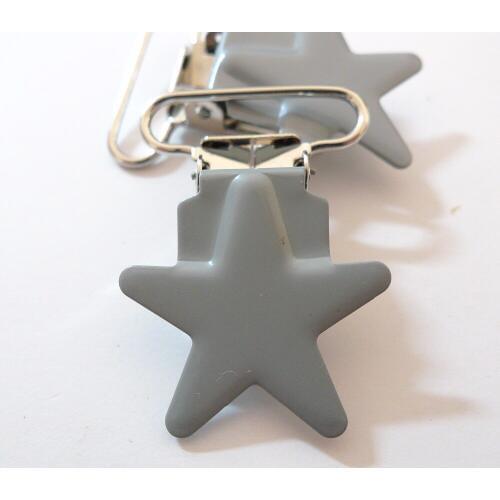 25pcs 1'' 25mm #33 GREY COLOR Star Shaped Pacifier Clips