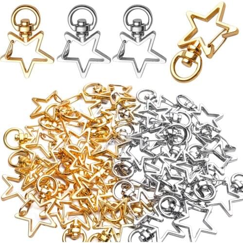 40pcs Metal Swivel Lobster Claw Clasp Star Shape Snap Hook Clip Small DIY for Crafting Keyrings Bags Jewellery-Gold,Silver