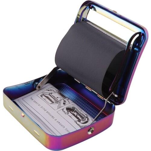 70mm Rainbow Metal Rolling Machine Tobacco Roller Cigarette Case Manual Tobacco Roller Cigarette Rolling Machine For Smoking