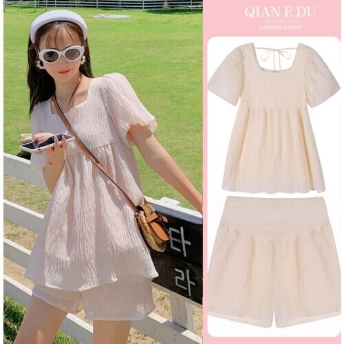 8153# Maternity Clothes Stylish Sweety 2Pcs Maternity Dress Set Clothes for Pregnant Women Slimming Pregnant Women Suit