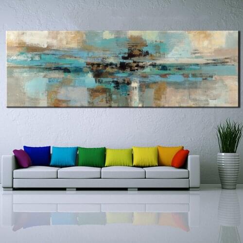 Blue Gold Abstract Oil painting on Canvas Professional Art Poster Wall Picture for Living Room Sofa Home Decoration