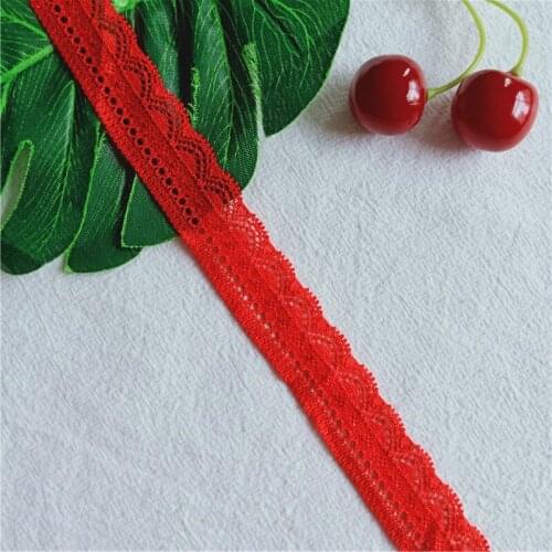 2.5CM Doll Accessories Dress Fabric Mesh Tulle Elastic Swiss Red Lace For Crafts For Diy Sewing Needlework Material S1728