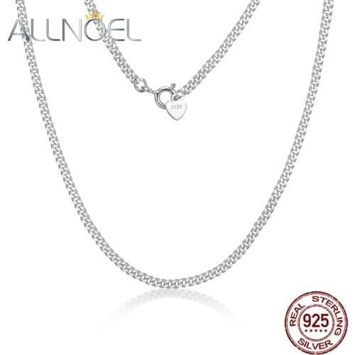 ALLNOEL 925 Silver Trends Jewelry Gold Plated Chunky Curb Chain Choker Necklace Women Cuban Link Necklace 2020 New 450mm