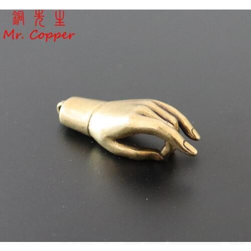 Antique Copper Lucky Buddha Hand Figurines Ornaments Vintage Brass Feng Shui Home Decorations Accessories Desk Decor Keychains
