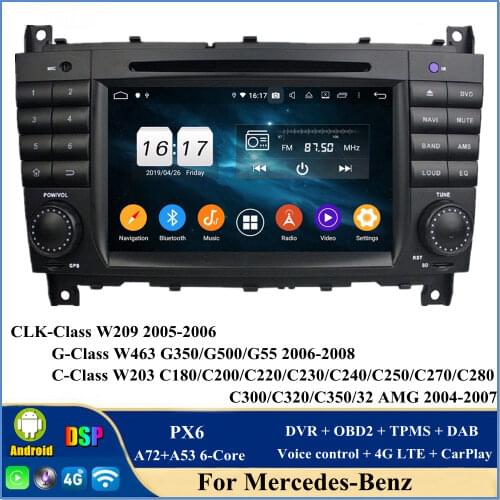 4gb+64gb PX6 7" Android 10 Car Radio DVD Player for Mercedes Benz C-Class W203 CLC G Class W467 GPS Bluetooth 5.0 WIFI CarPlay