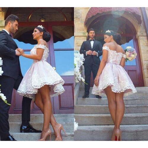 White Short Homecoming Dresses Lace Appliqued Light Pink Off the Shoulder Mini Cocktail Dress Prom Party Gowns