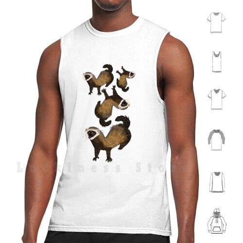 Brave Polecat ( Mustela Putorius ) tank tops vest 100% Cotton Belettelepink Polecat Ferret Weasel Saber Mustelids Wildlife