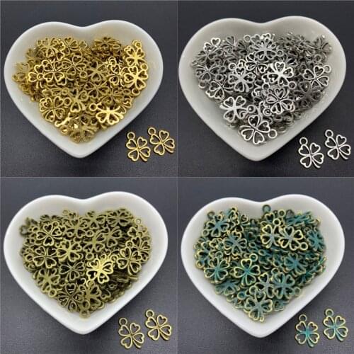 30pcs/Lot 17mm Alloy Beads Cap Ancient Charms Four-Leaf Clover Shape Pendant Charms For Jewelry Making DIY Accessories