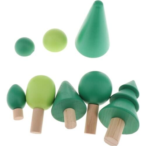 Handmade Wooden Tree Building Blocks Montessori Early Learning Educational