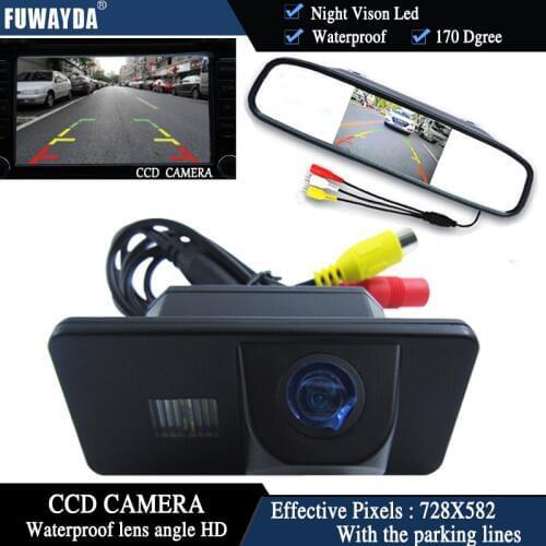 FUWAYDA Color CCD Car Chip RearView Camera for BMW E81 E87 E90 E91 E92 E60 E61 E62 E63 E64 X5 X6+4.3Inch rearview Mirror Monitor