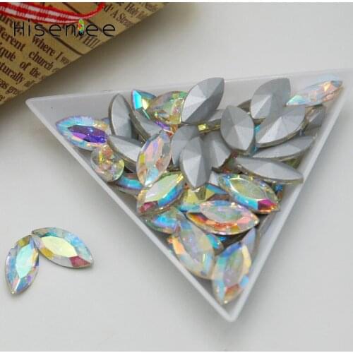 Hisenlee All Color Sizes Point Back Marquise Earth Facets Glass Horse Eye Rhinestones Gem Nail Arts&Crafts Handmade Decoration