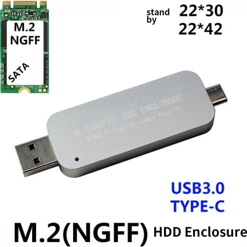USB3.0 to M.2 SSD Enclosure USB Type-A Combo Type-C for NGFF OTG Cellphone Laptop Computer PC 2230 2242 HDD Mobile Drive Case