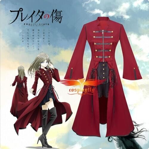 Game Scar on the Praeter Azusa Yuki Cosplay Costume Adult Women Mens Uniform Red Turtleneck Top Skirt Christmas Halloween COS