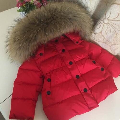 Teenage Girls Russian Winter Outwear Boys Jacket Kids Coat Down Coats with Fur Hood Manteau Fille Hiver Meisjes