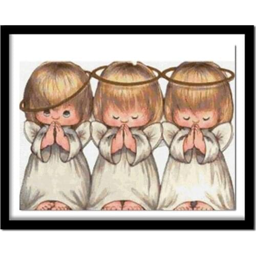 Square diamond embroidery Three little angel needlework cross stitch square resin full diamond painting ZS