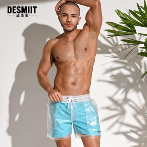 Summer Mens Swimming Shorts Sexy Translucent Swimwear Quick Dry Surf Board Beach Shorts Bathing Suit Swimsuit Maillot De Bain