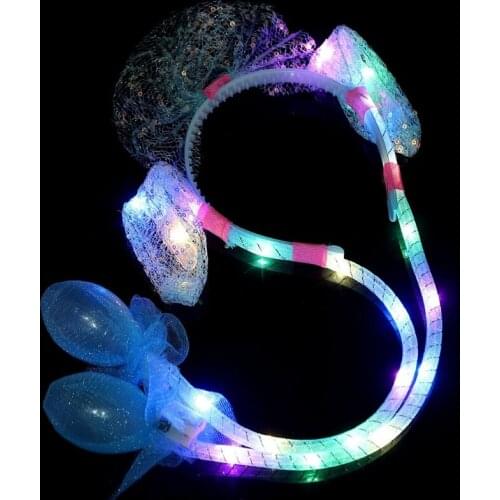 Flashing Halloween Tiara Moving Bunny Ears Hair Hoop Creative Glowing Headdress Lovely Photo Props Party Hair Supplies