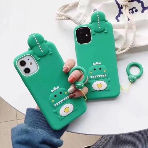 Cartoon 3D Cute Dinosaur Phone Case for iPhone 11 Pro Max X XR XS MAX 7 8 Plus SE Soft Shell Silicone Shockproof Case Cover