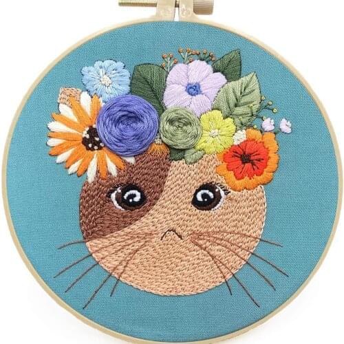 Diy Cat Embroidery Kit With Hoop Cross-stitch Crafts Set Borduurpakketten Kruissteek Bordado for Household Decoration