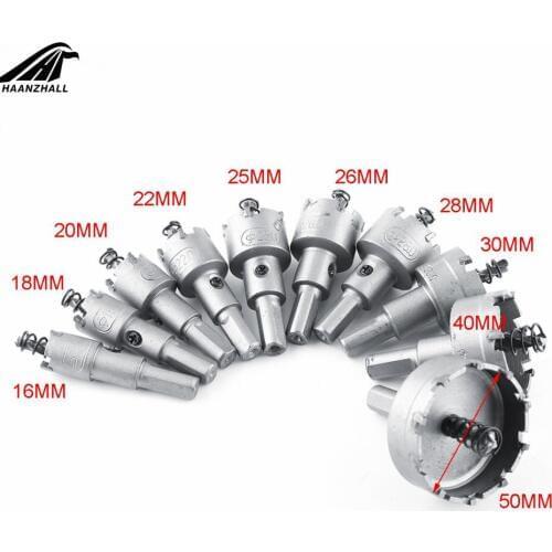 10pcs/ set Carbide Tip HSS Drills Bit Hole Saw Set Stainless Steel Metal Alloy 16/18/20/22/25/26/28/30/40/50mm Metalworking