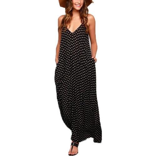 New Fashion Summer Women Strapless Polka Dot Casual Loose Long Maxi Dress Sexy Cotton Beachwear Vestidos Plus Size