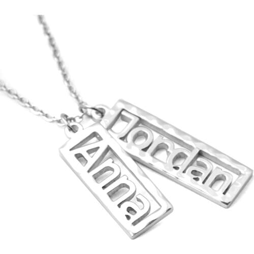 Personalized Vertical Bar Necklace, Custom Bar Pendant Name Necklace Double Nameplate Name Necklace Girlfriend Gift