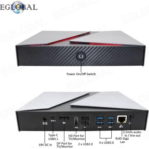 Eglobal PC Gamer Windows 10 Minipc Computer Desktop Intel i9 9980HK 9880H 8 Core NVIDIA GTX 1650 NVME SSD Dual DDR4