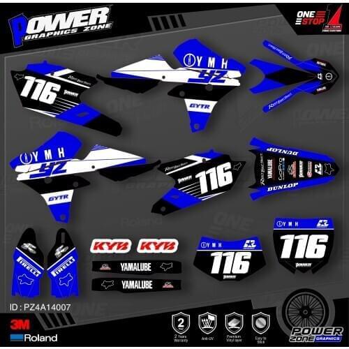 PowerZone Custom Team Graphics Backgrounds Decals 3M Stickers Kit For YAMAHA 14-18 YZ250F 15-18 YZ250FX WRF250 14-17 YZ450F 007