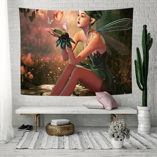 Simsant Psychedelic Forest Tapestry Elven Fairy Mushroom Wall Hanging Tapestries for Living Room Bedroom Home Dorm Decor