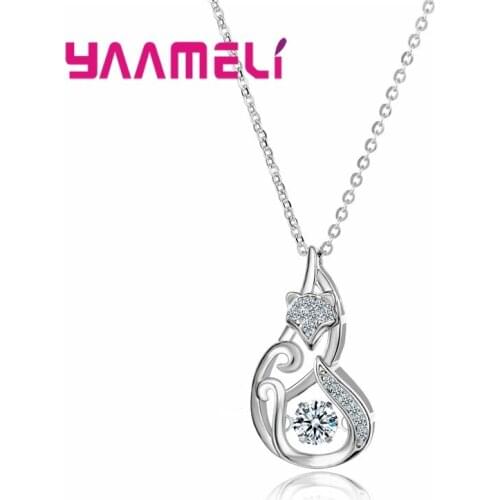 Sales Sweet Pendant Necklace Gift Jewelry for Women Girls Christmas Birthday Sterling Silver 925 Clear Zircon Fox Collar Jewelry