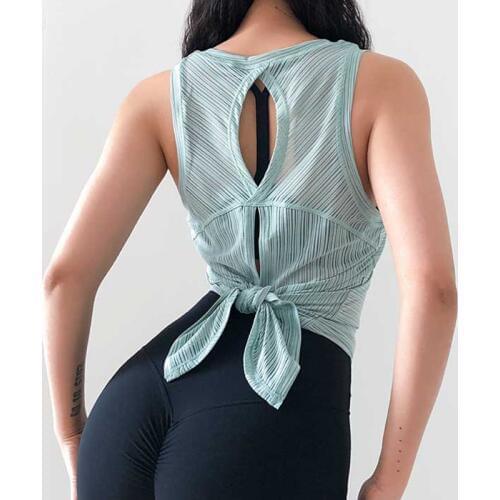 Sexy Open Back Sport T-shirt Women Gym Tank top Loose Sportswear Breathable Workout Tank Top Sleeveless Fitness Yoga T shirt top