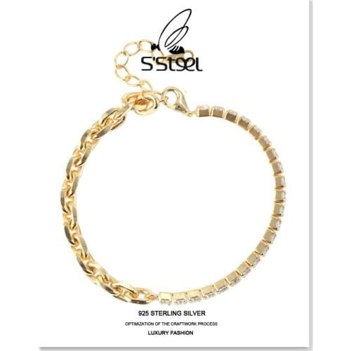 SSTEEL Zircon Bracelets Gift For Women 925 Sterling Silver Luxury Personalized Chain Bracelet Joyeria Fina Para Mujer Jewelry