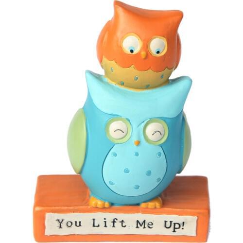 Wise Pregnant Owl Statuette standing on you Lift me Up Base Figurines Resin Home Decoration Accessories Vintage Home Decor